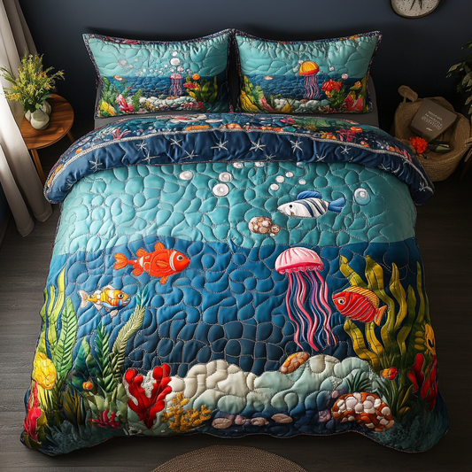 Tropical Escape 3-Piece Quilted Bedding Set NCU0DK5928