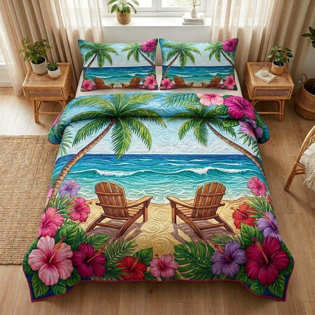 Tropical Escape 3-Piece Quilted Bedding Set NCU0TV1925
