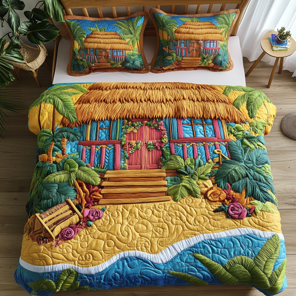 Tropical Escape 3-Piece Quilted Bedding Set NCU0VH4788