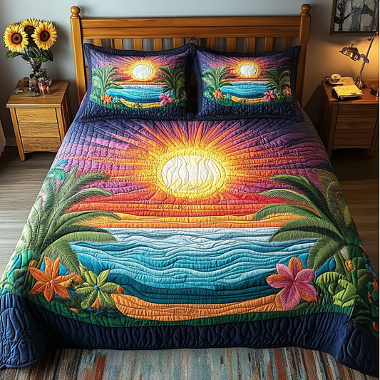 Tropical Escape 3-Piece Quilted Bedding Set NCU0VL1827