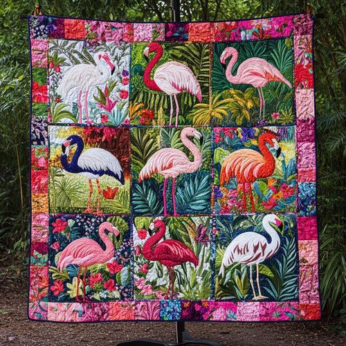 Tropical Flamingo Bliss Quilted Blanket NCU0PT4594