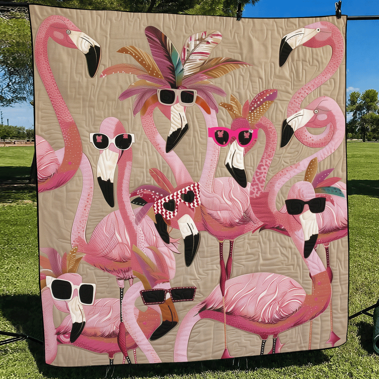 Flamingo Glow Quilted Blanket NCU0PT634