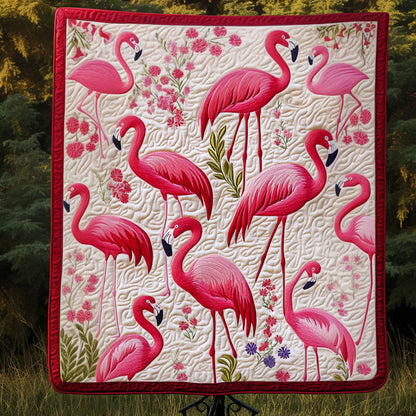 Tropical Flamingo Paradise Quilted Blanket NCU0NT4119