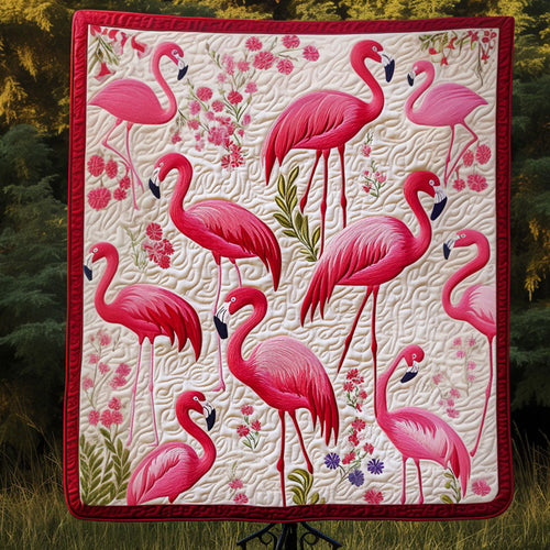 Tropical Flamingo Paradise Quilted Blanket NCU0NT4119