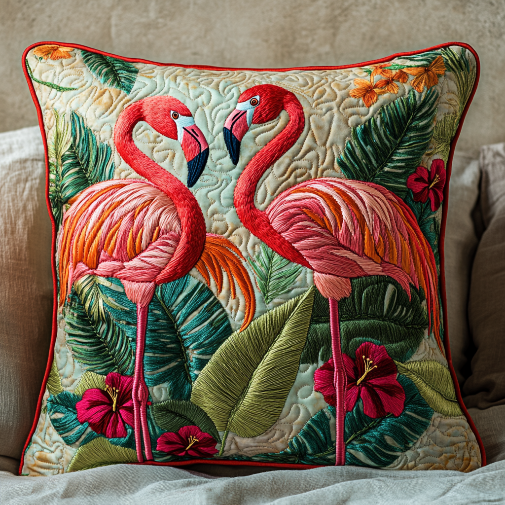 Tropical Flamingo Quilted Pillow Case NCU0DV6084
