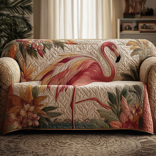 Tropical Flamingo Quilted Sofa Cover NCU0DV9000