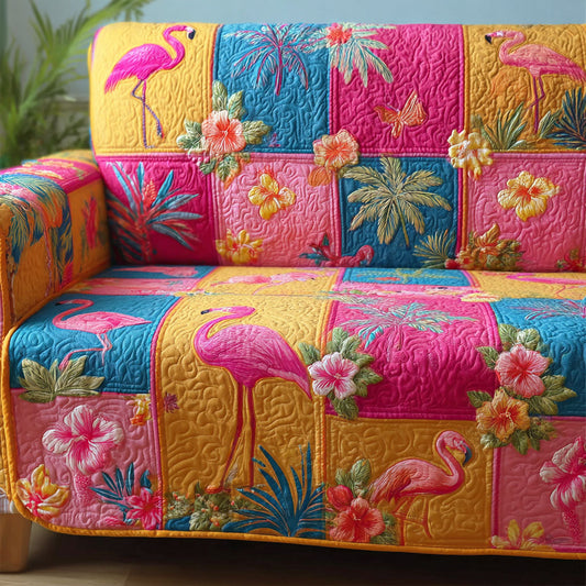 Tropical Flamingo Quilted Sofa Cover NCU0TD2200