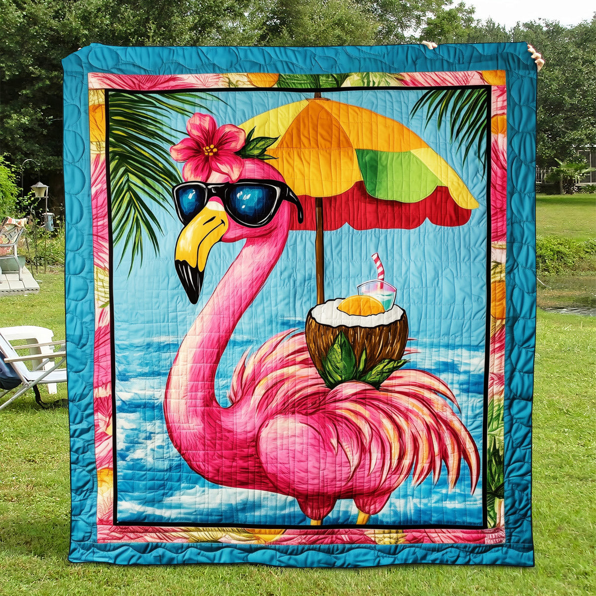 Tropical Flamingos Quilted Blanket NCU0TL844