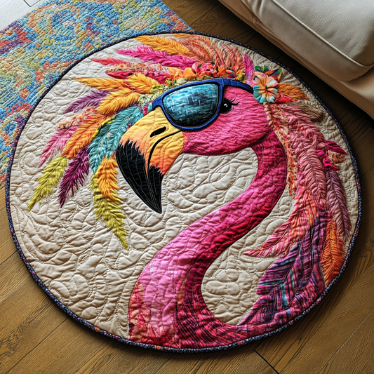 Tropical Flamingos Quilted Round Mat NCU0DV5999