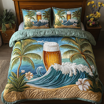 Tropical Foam 3-Piece Quilted Bedding Set NCU0VL1982