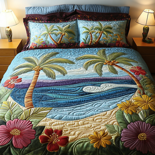 Tropical Getaway 3-Piece Quilted Bedding Set NCU0DK5970
