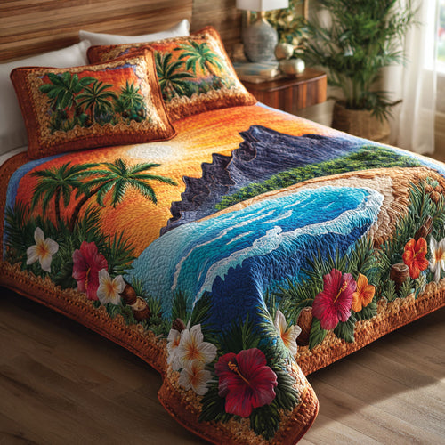 Tropical Glow 3-Piece Quilted Bedding Set NCU0NT12635