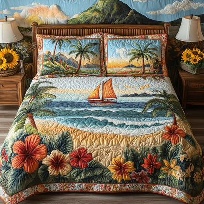 Tropical Haven 3-Piece Quilted Bedding Set NCU0VL1773