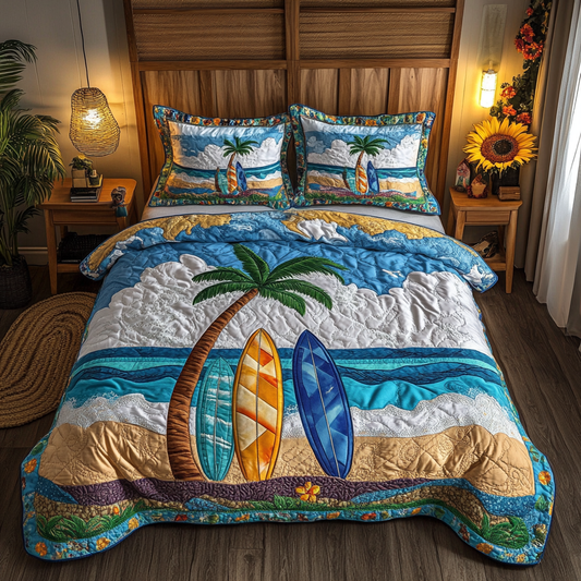 Tropical Haven 3-Piece Quilted Bedding Set NCU0VL1847