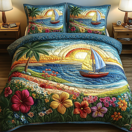 Tropical Haven 3-Piece Quilted Bedding Set NCU0VL1877