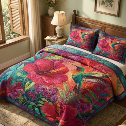 Tropical Hibiscus 3-Piece Quilted Bedding Set NCU0NT12734