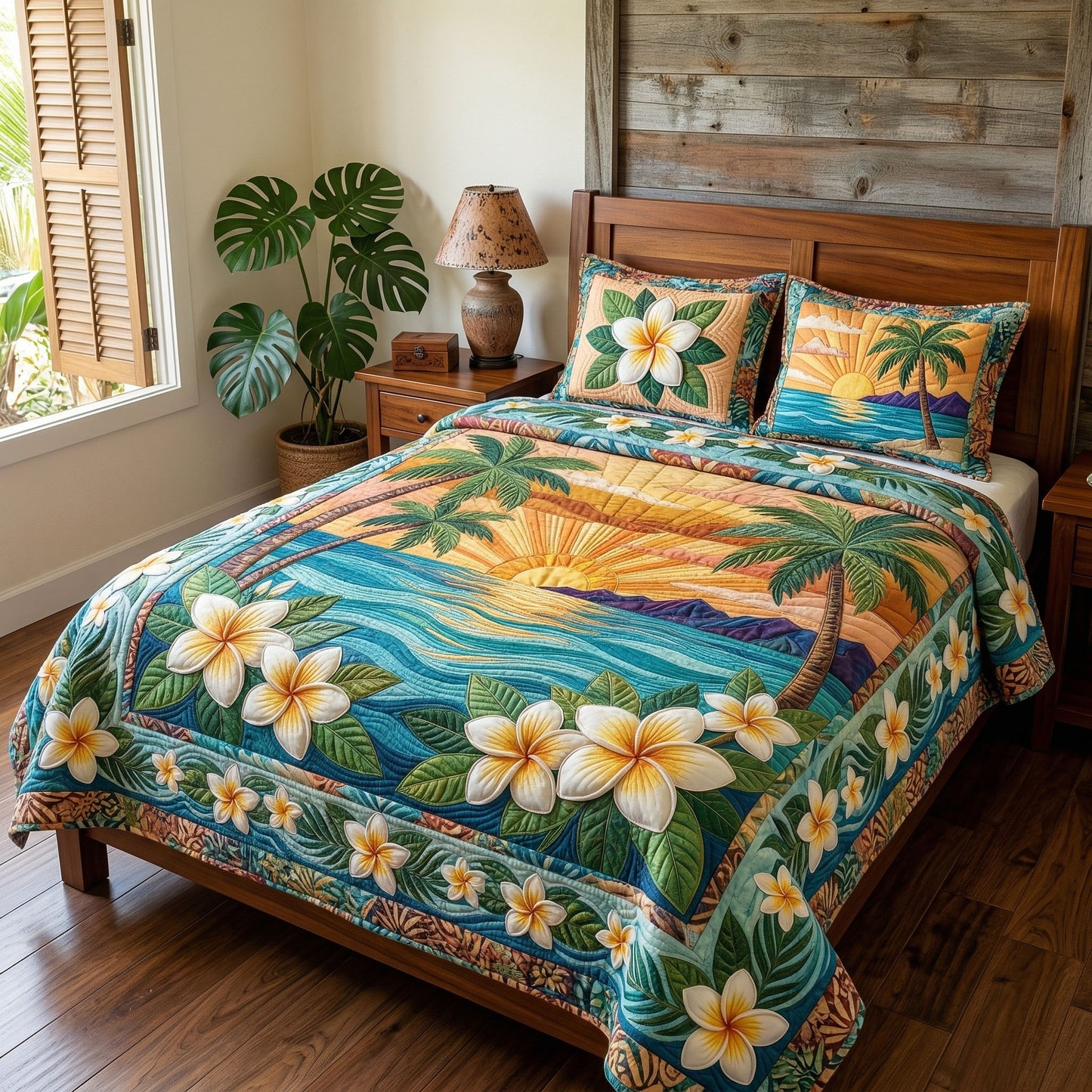 Tropical Horizon 3-Piece Quilted Bedding Set NCU0NT12647
