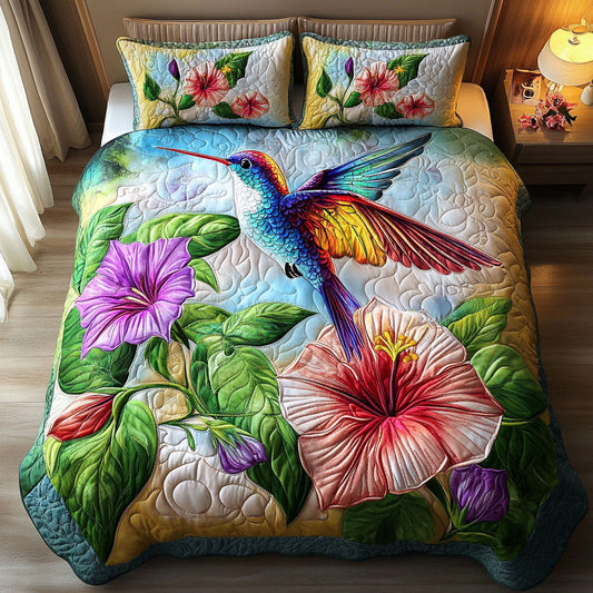 Tropical Hummingbird 3-Piece Quilted Bedding Set NCU0NT4808