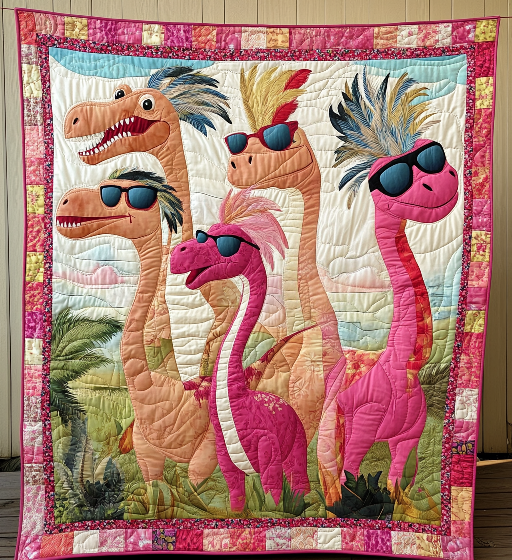 Tropical Jurassic Fiesta Art Quilt Hanging NCU0DV833