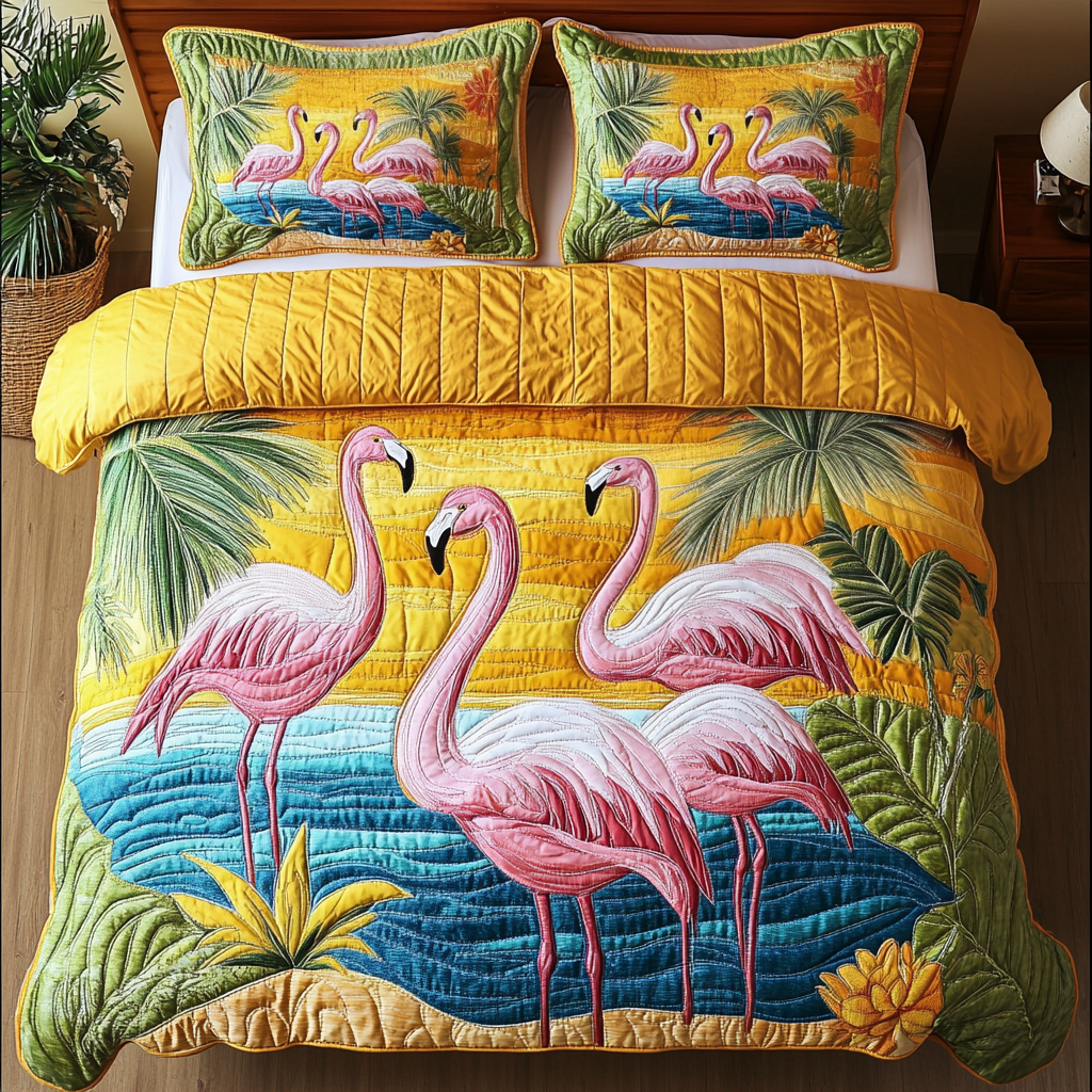 Tropical Kiss 3-Piece Quilted Bedding Set NCU0VH5587