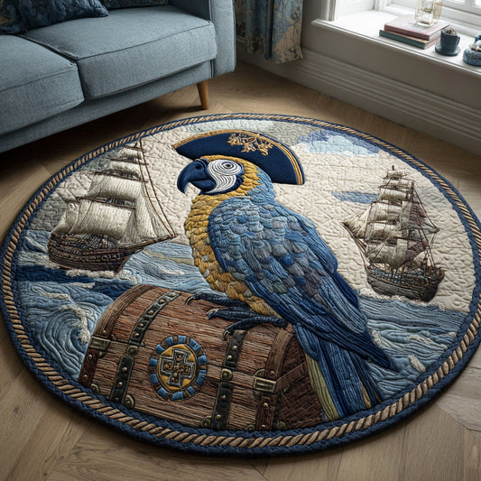 Tropical Pirate Parrot Quilted Round Mat NCU0HH467