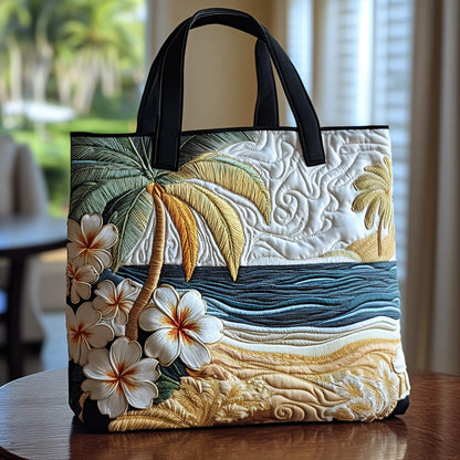 Tropical Plumeria Quilted Tote Bag NCU0DV6913