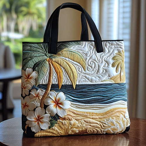 Tropical Plumeria Quilted Tote Bag NCU0DV6913