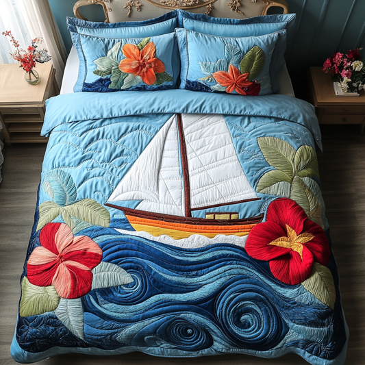 Tropical Sails 3-Piece Quilted Bedding Set NCU0DK6099