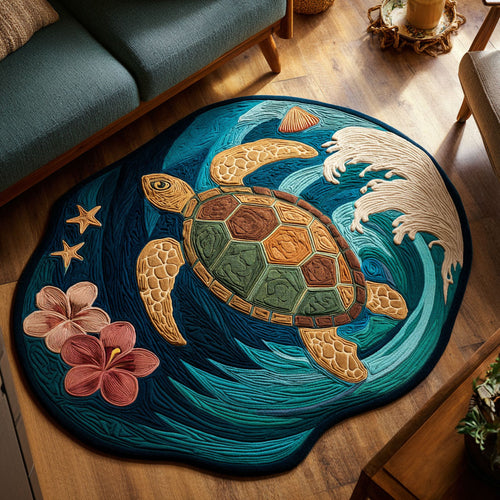 Tropical Sea Turtle Custom Shape Area Rug NCU0NT12611
