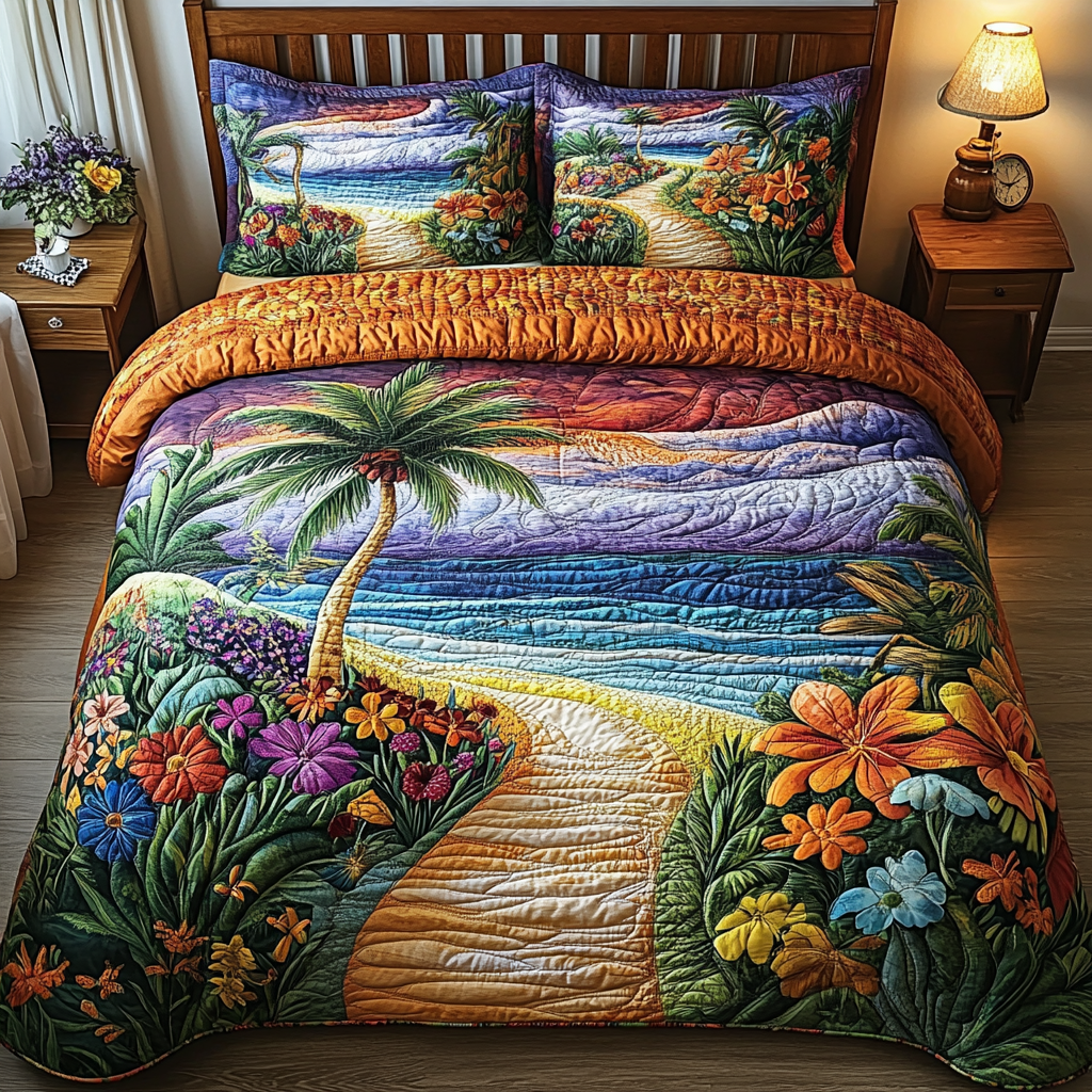 Tropical Serenity 3-Piece Quilted Bedding Set NCU0DV4320