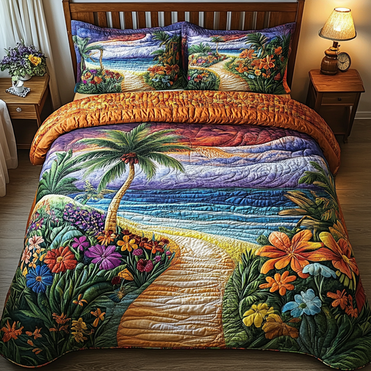 Tropical Serenity 3-Piece Quilted Bedding Set NCU0DV4320