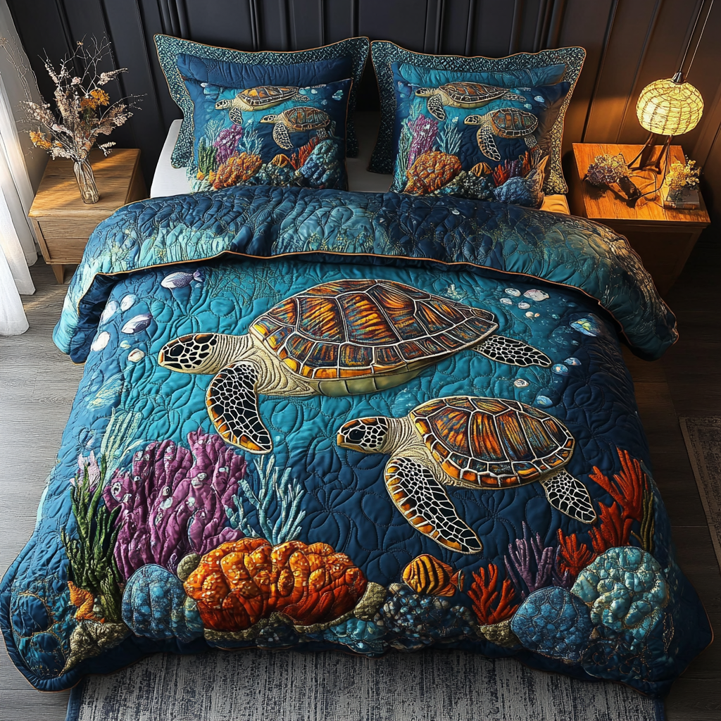 Tropical Shell 3-Piece Quilted Bedding Set NCU0DK2747 – Vantique