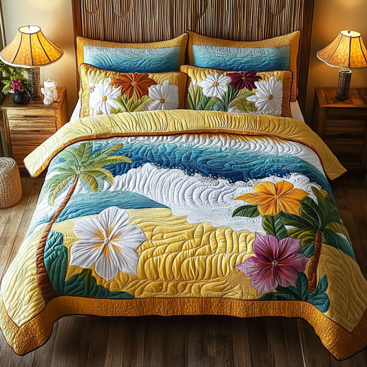 Tropical Shore 3-Piece Quilted Bedding Set NCU0VL2557