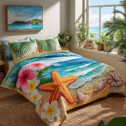 Tropical Starfish 3-Piece Quilted Bedding Set NCU0VL3473