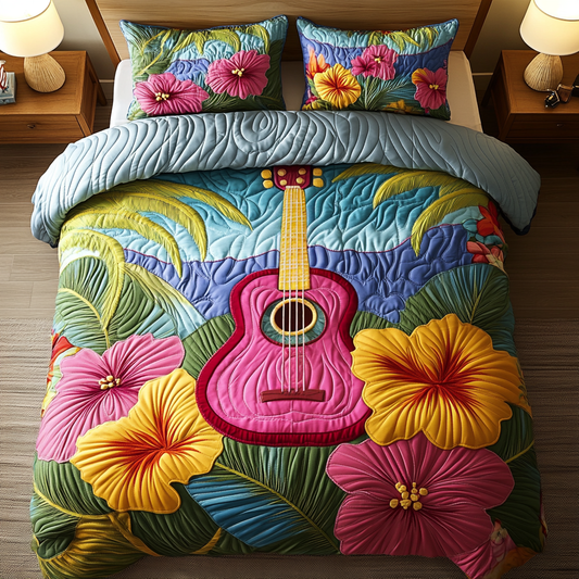 Tropical Strings 3-Piece Quilted Bedding Set NCU0DK5876
