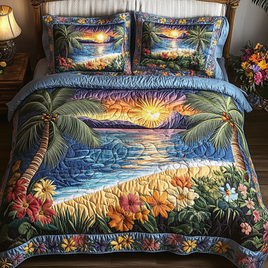 Tropical Sunset 3-Piece Quilted Bedding Set NCU0VL1970