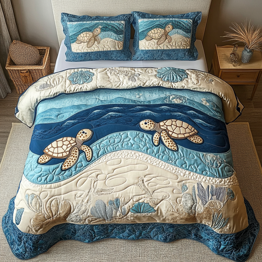 Tropical Tide 3-Piece Quilted Bedding Set NCU0DK5179