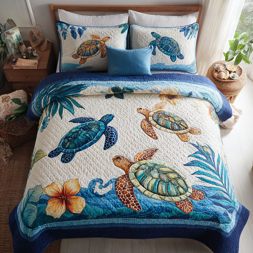Tropical Tide 3-Piece Quilted Bedding Set NCU0PT8740