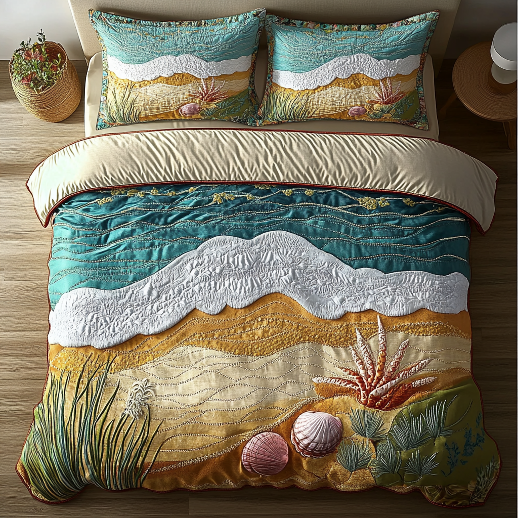 Tropical Tides 3-Piece Quilted Bedding Set NCU0DK5269
