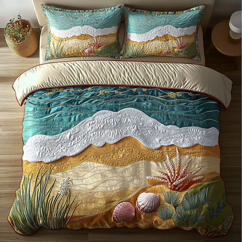 Tropical Tides 3-Piece Quilted Bedding Set NCU0DK5269