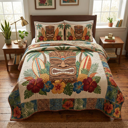 Tropical Tiki 3-Piece Quilted Bedding Set NCU0TD2702