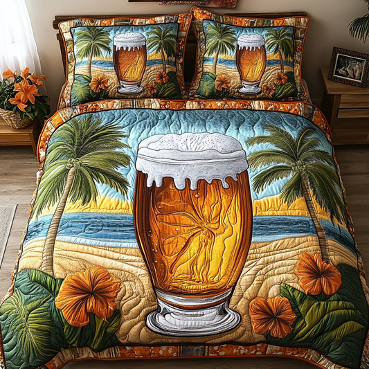 Tropical Toast 3-Piece Quilted Bedding Set NCU0VL1977
