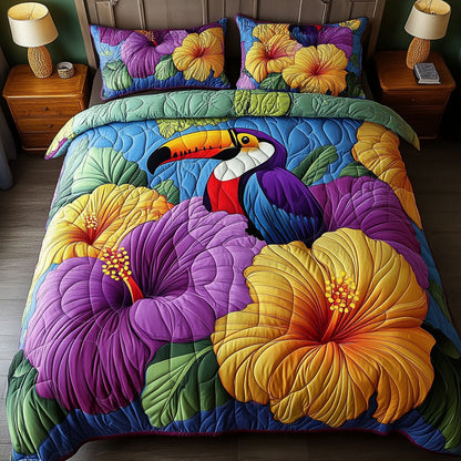 Tropical Toucan 3-Piece Quilted Bedding Set NCU0NT5267