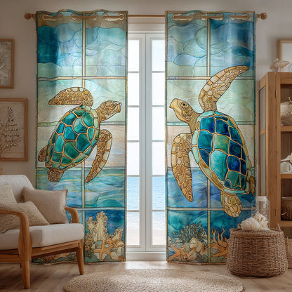 Tropical Turtle Escape Quilted Curtains NCU0TV977
