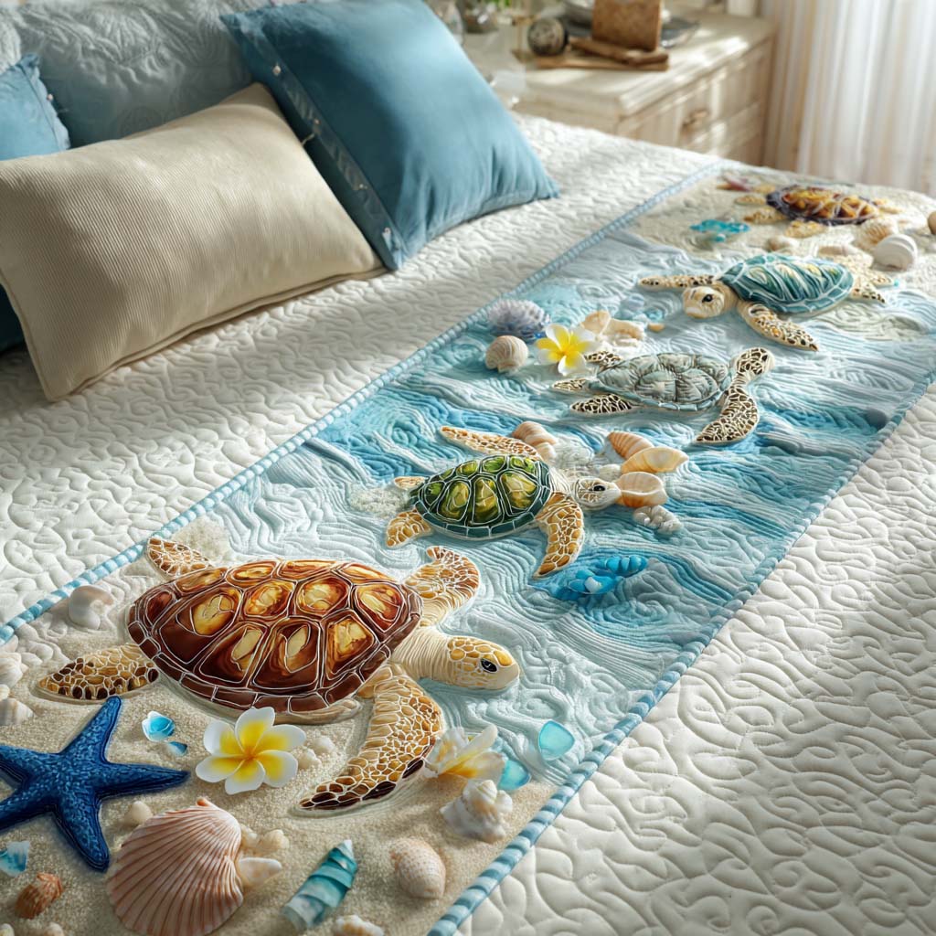 Tropical Turtle Fun Quilted Bed Runner NCU0NT8516