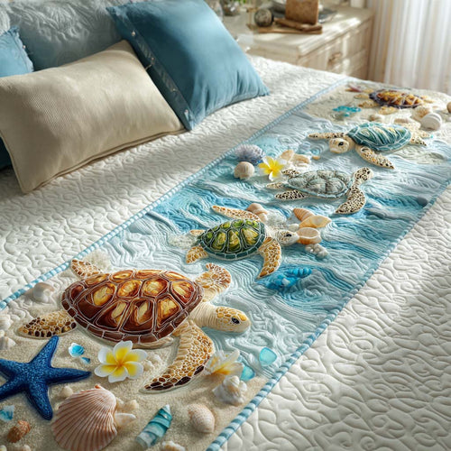 Tropical Turtle Fun Quilted Bed Runner NCU0NT8516