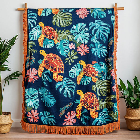 Tropical Turtle Paradise Woven Sofa Blanket NCU0NT4773