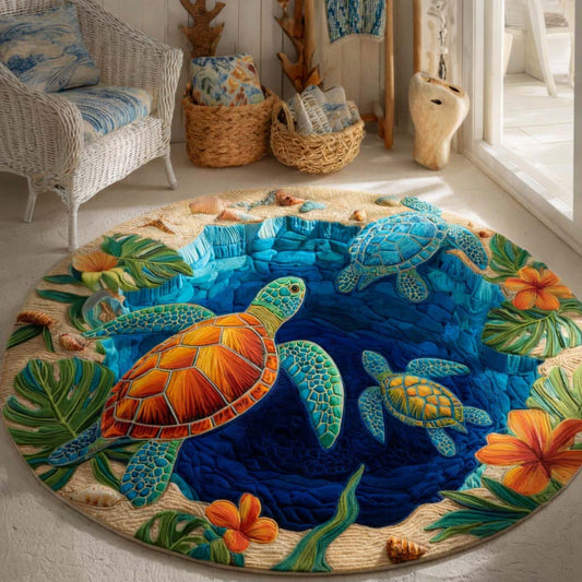 Tropical Turtle Quilted Round Mat NCU0HH1894