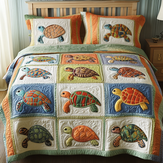 Tropical Turtles 3-Piece Quilted Bedding Set NCU0VH5186