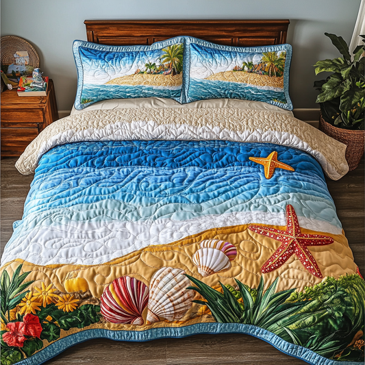 Tropical Vibes 3-Piece Quilted Bedding Set NCU0DK7533